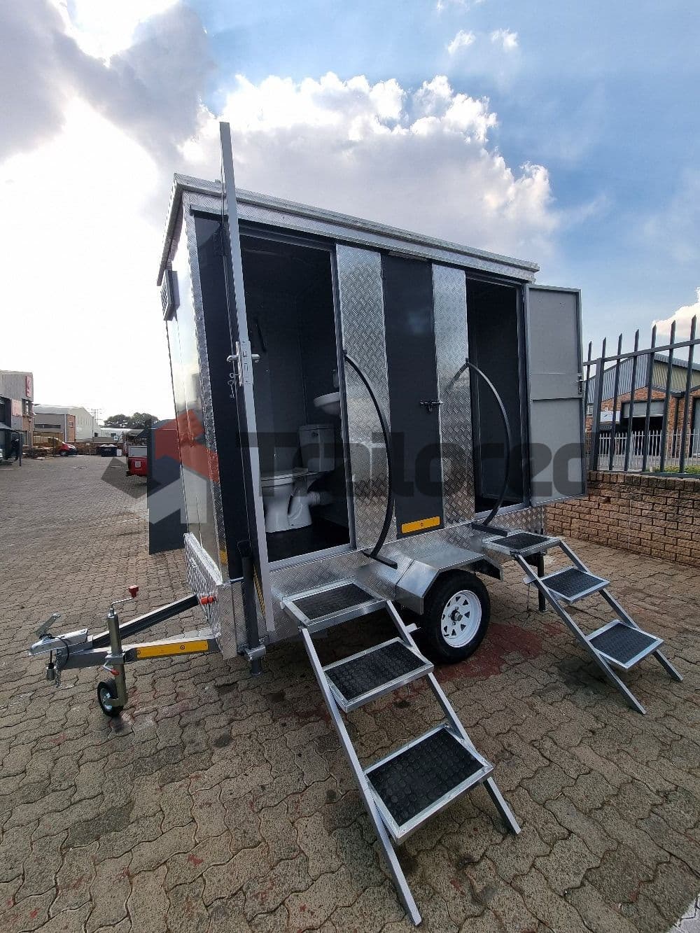 Chromadek two-stall VIP toilet trailer, toilet cubicle