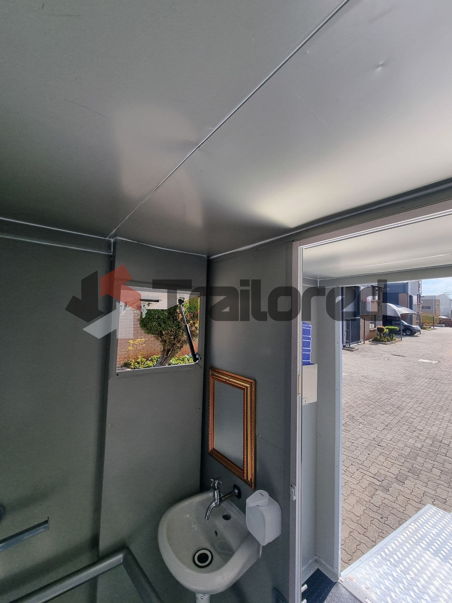 Accessible VIP toilet trailer grab rail detail
