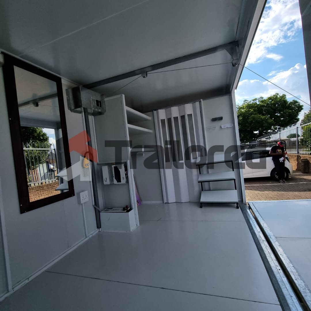 Mobile stage trailer rear angle